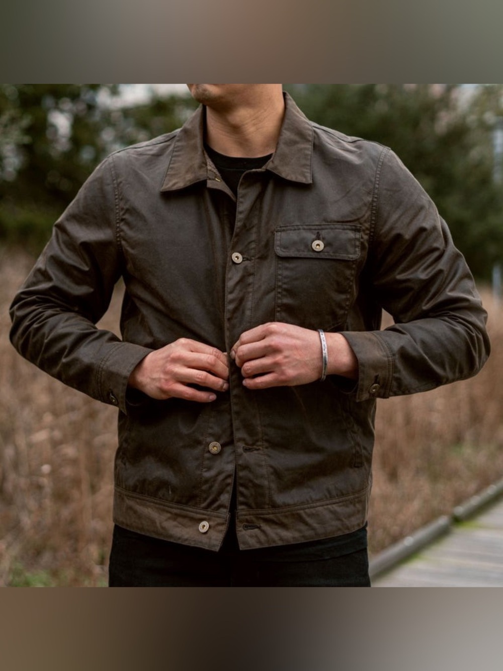 NWOT Thursday Everyday Waxed Canvas Jacket Men’s Medium Dark Olive  Coat Size S